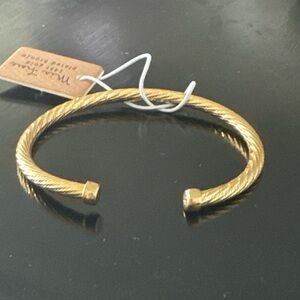 Mia Fiore Gold Plated Dyadema Bronze Open Cuff Twisted Rope Bracelet Italy